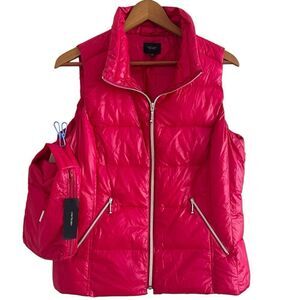 New Coatology New York Goose Down Puffer vest L Cherry Packable Gorpcore Travel